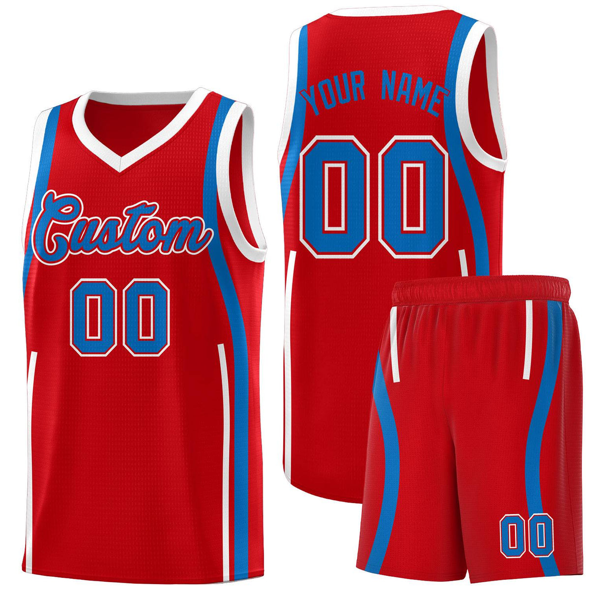 Custom Red Royal AND White Basketball Jersey