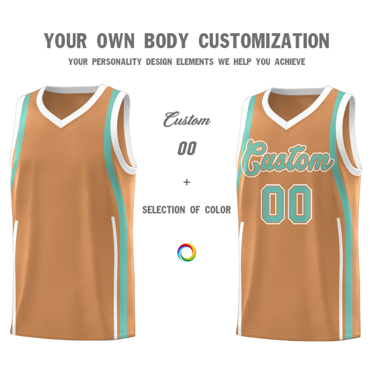 Custom Buckskin Brown Bright Green AND White Basketball Jersey