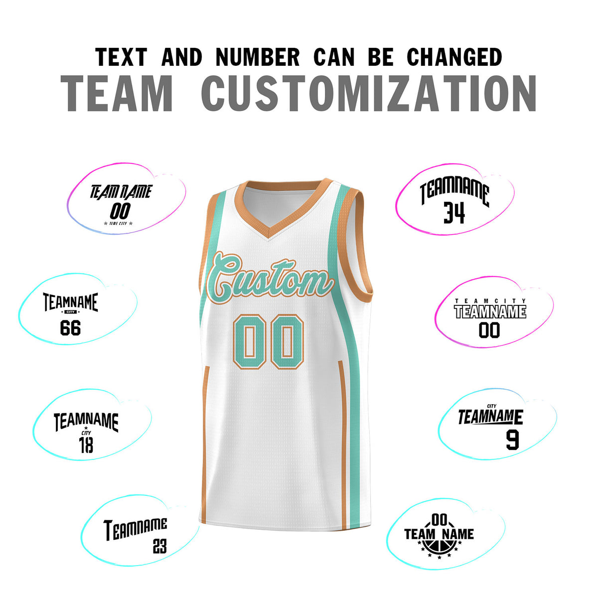 Custom White Bright Green AND Buckskin Brown Basketball Jersey