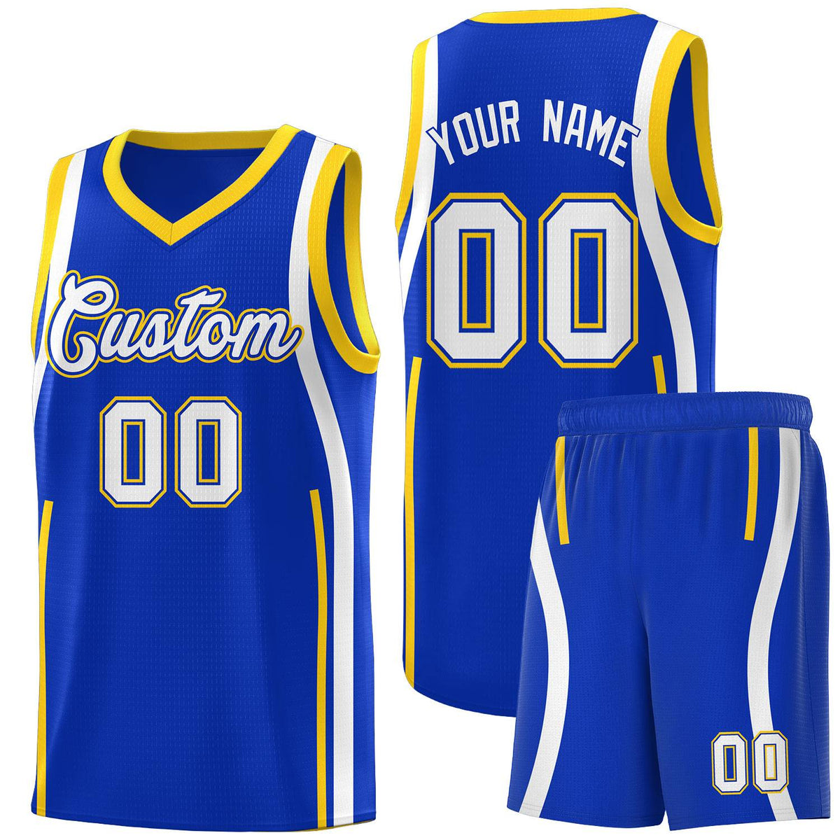 Custom Royal Gold AND White Basketball Jersey