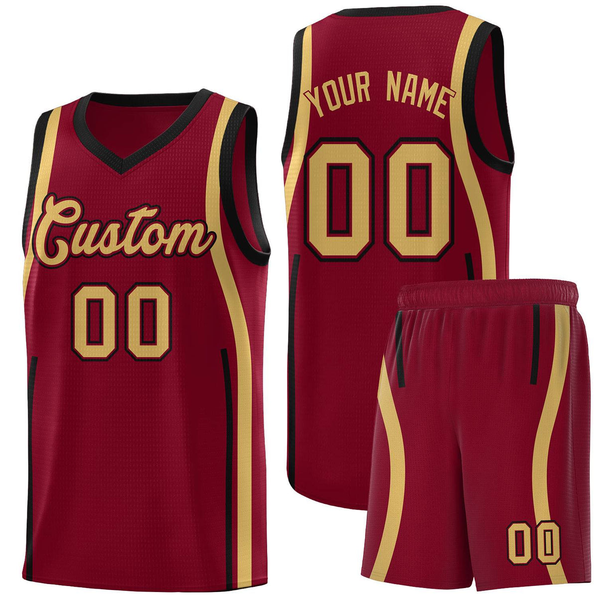 Custom Crimson Old Gold AND Black Basketball Jersey