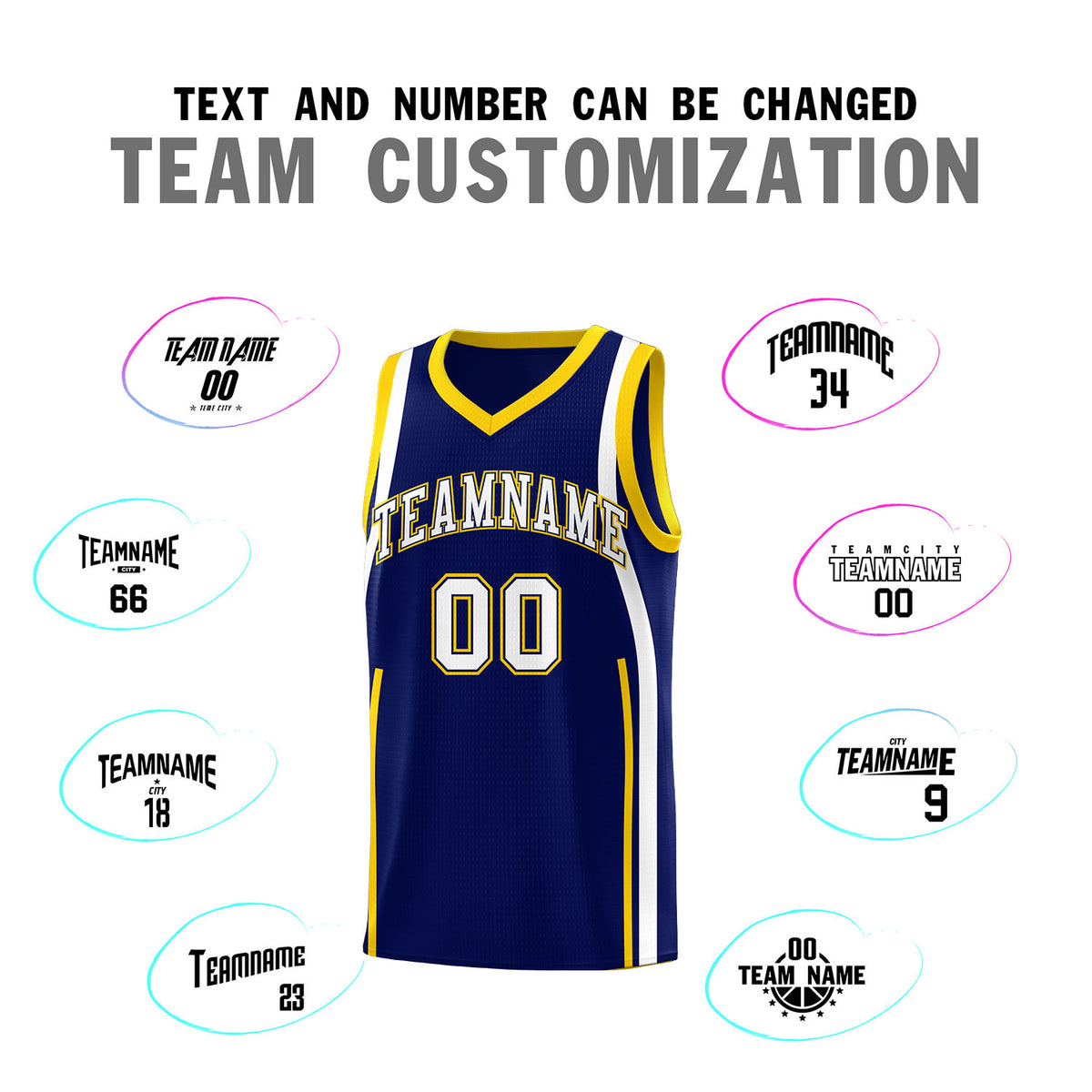 Custom Navy Gold-White Ribbon Pattern Basketball Kits