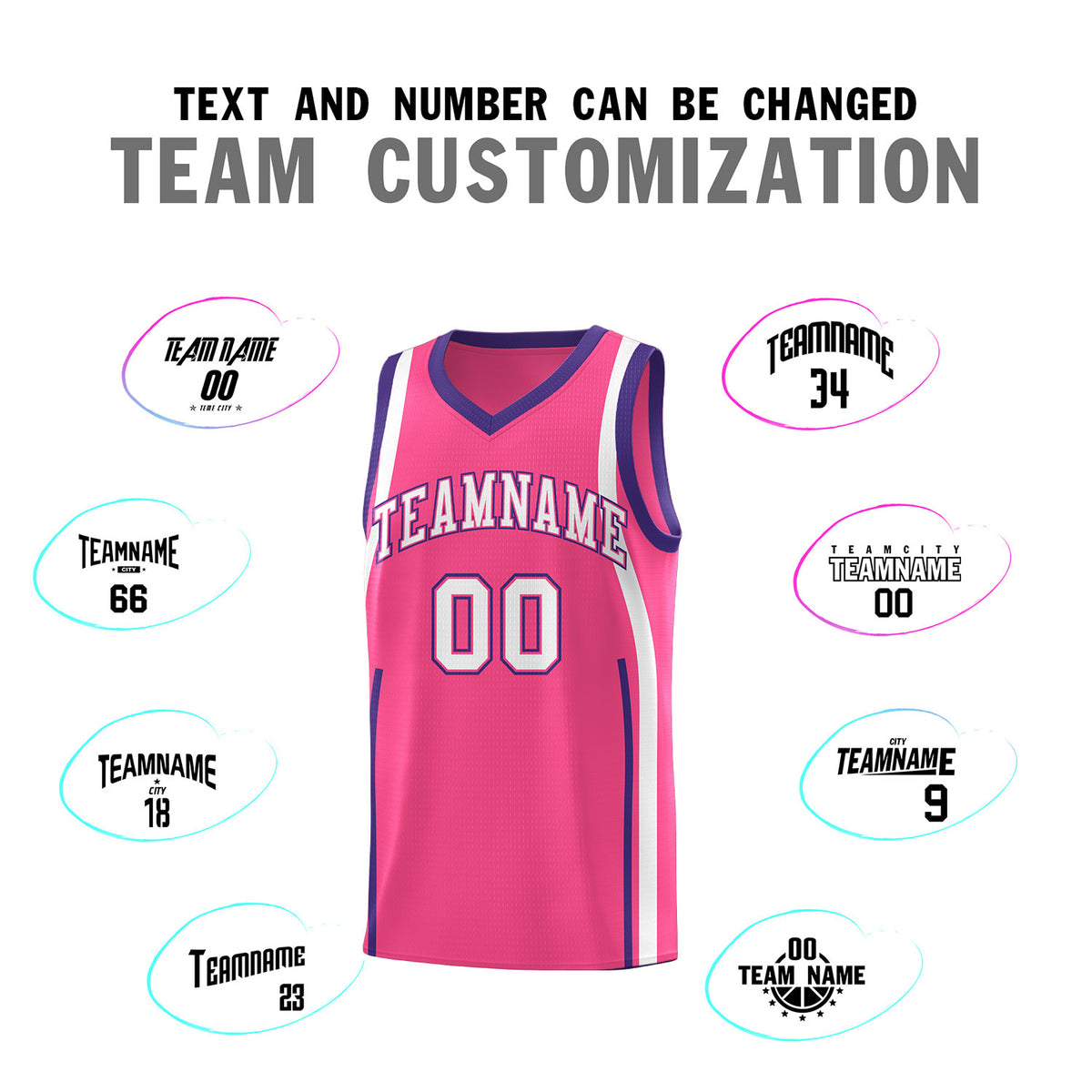 Custom Pink Purple-White Ribbon Pattern Basketball Kits