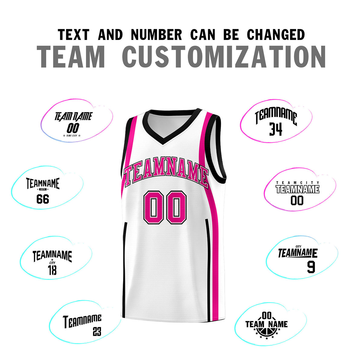 Custom White Pink-Black Ribbon Pattern Basketball Kits