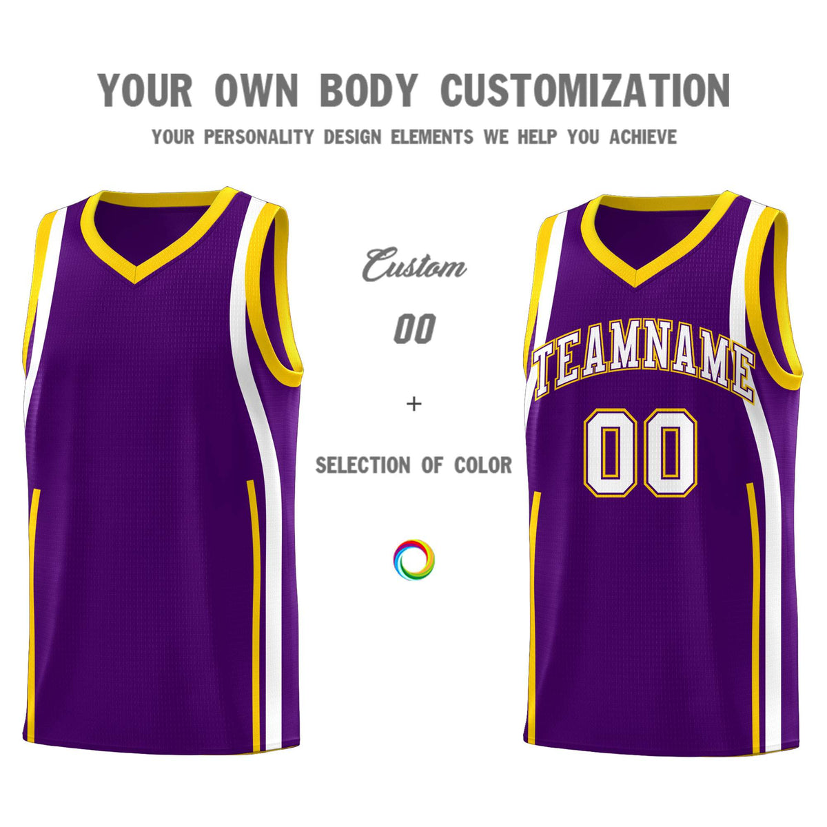 Custom Purple White-Gold Ribbon Pattern Basketball Kits