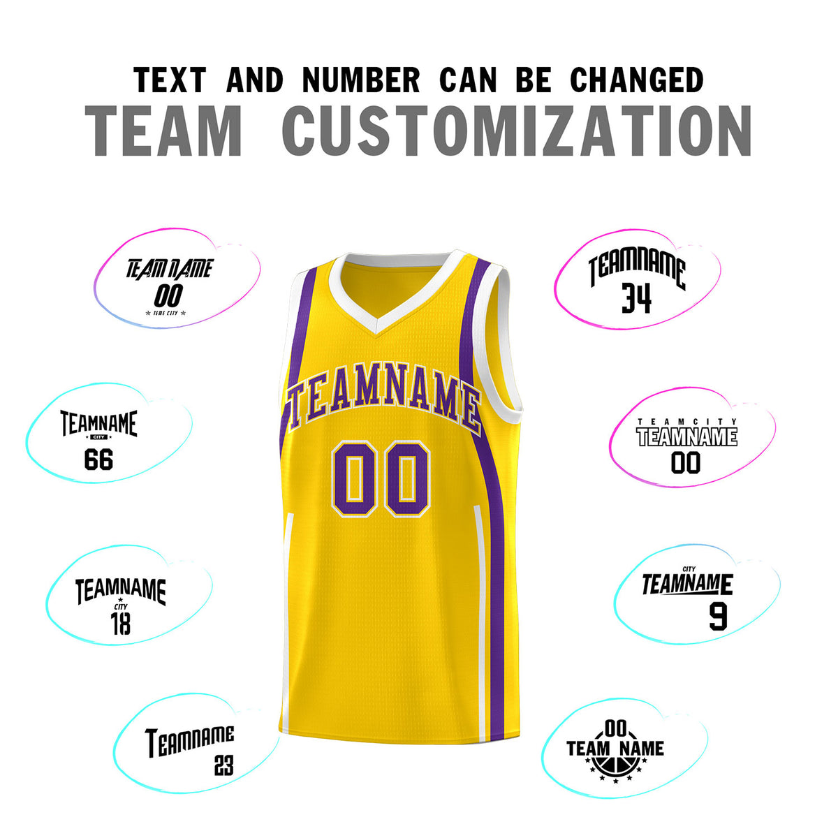 Custom Gold Purple-White Ribbon Pattern Basketball Kits