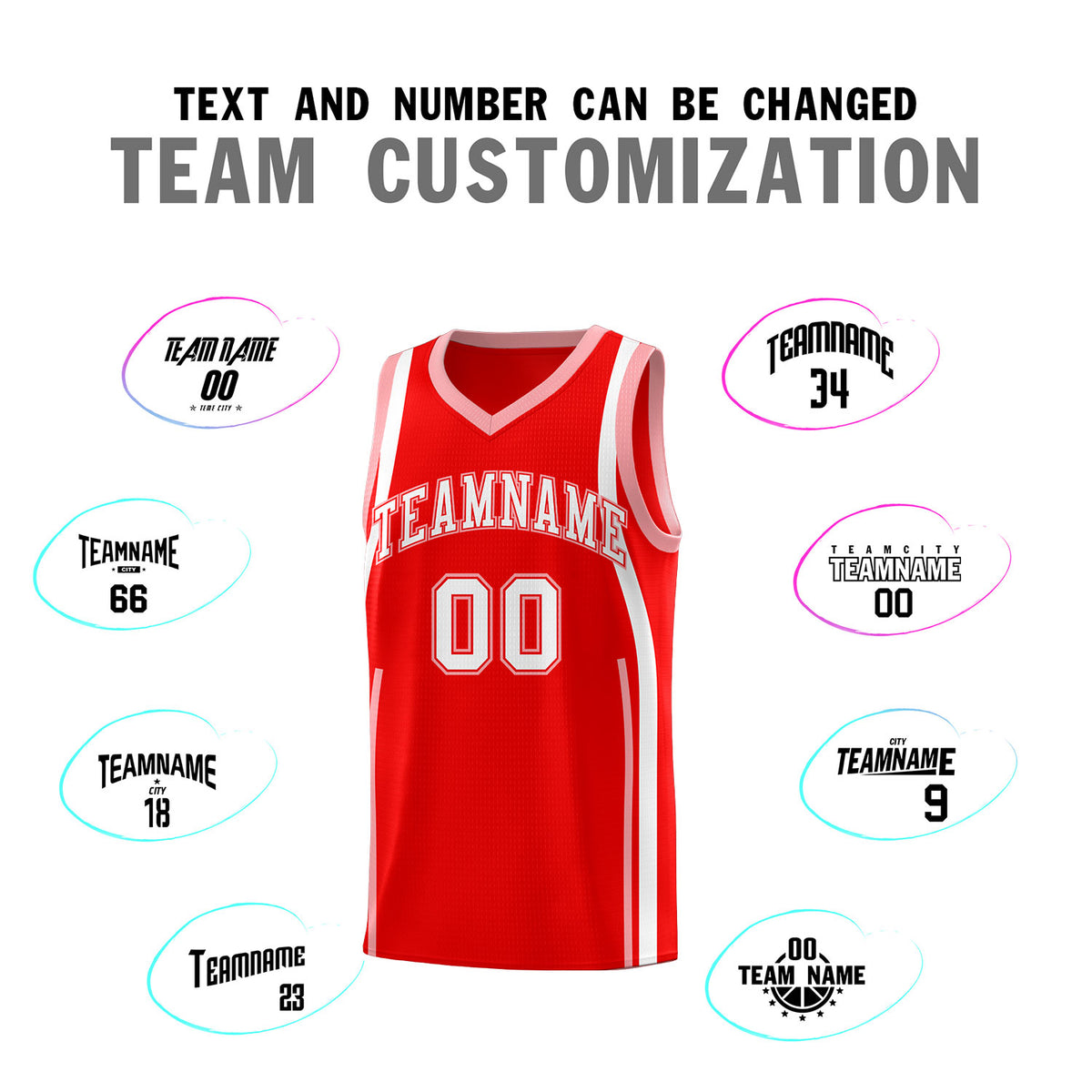 Custom Light Red Light Pink-White Ribbon Pattern Basketball Kits