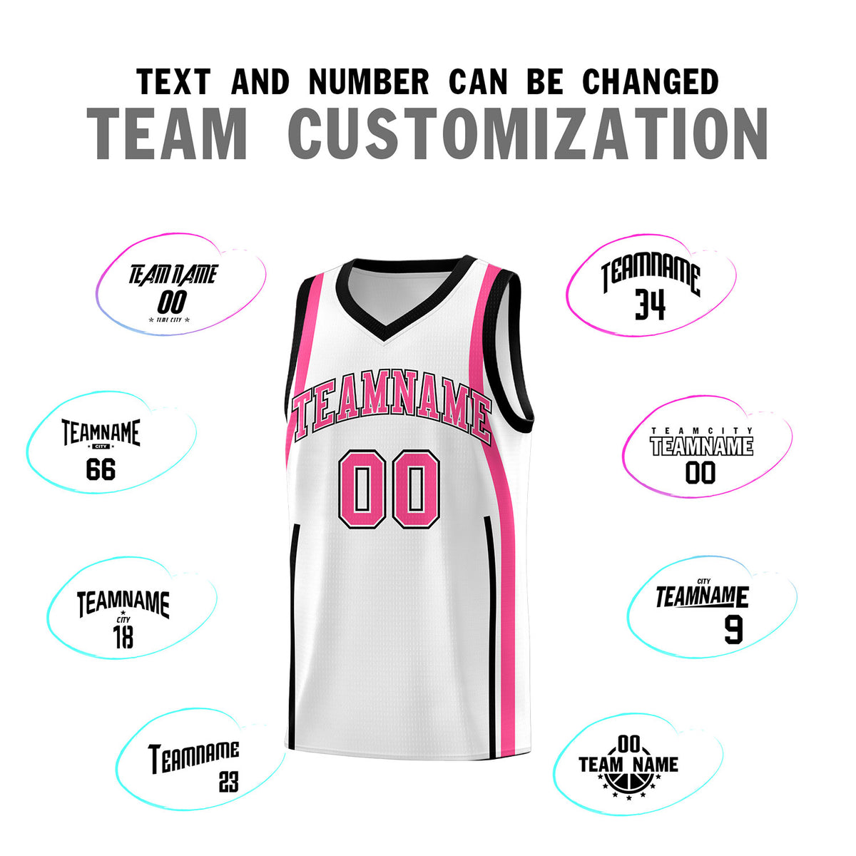 Custom White Pink-Black Ribbon Pattern Basketball Kits