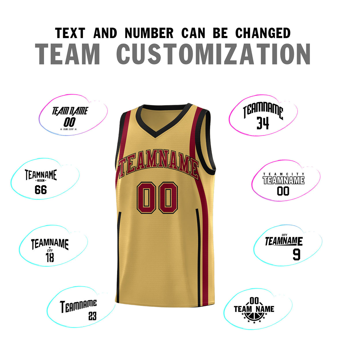 Custom Old Gold Crimson-Black Ribbon Pattern Basketball Kits
