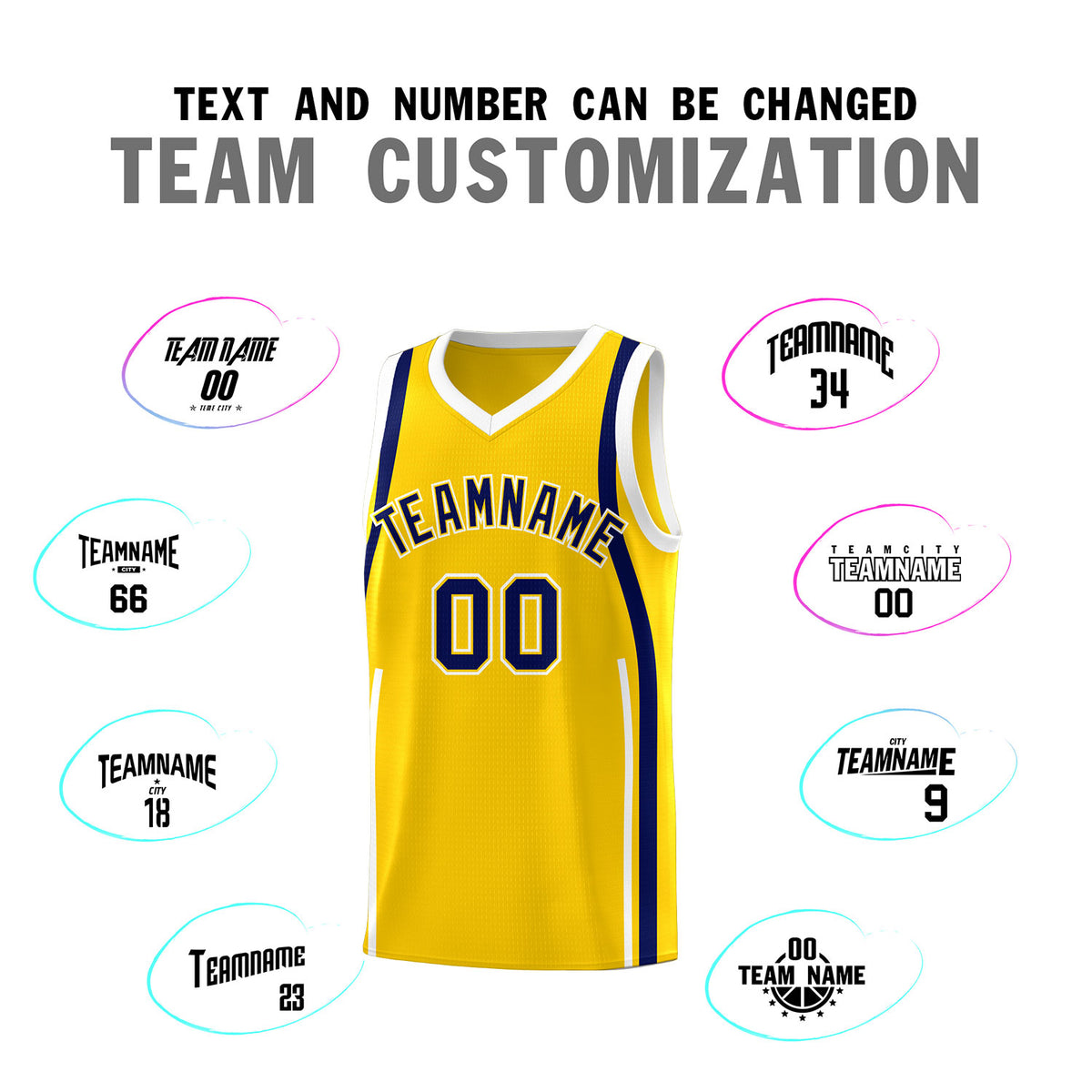 Custom Gold Navy-White Ribbon Pattern Basketball Kits