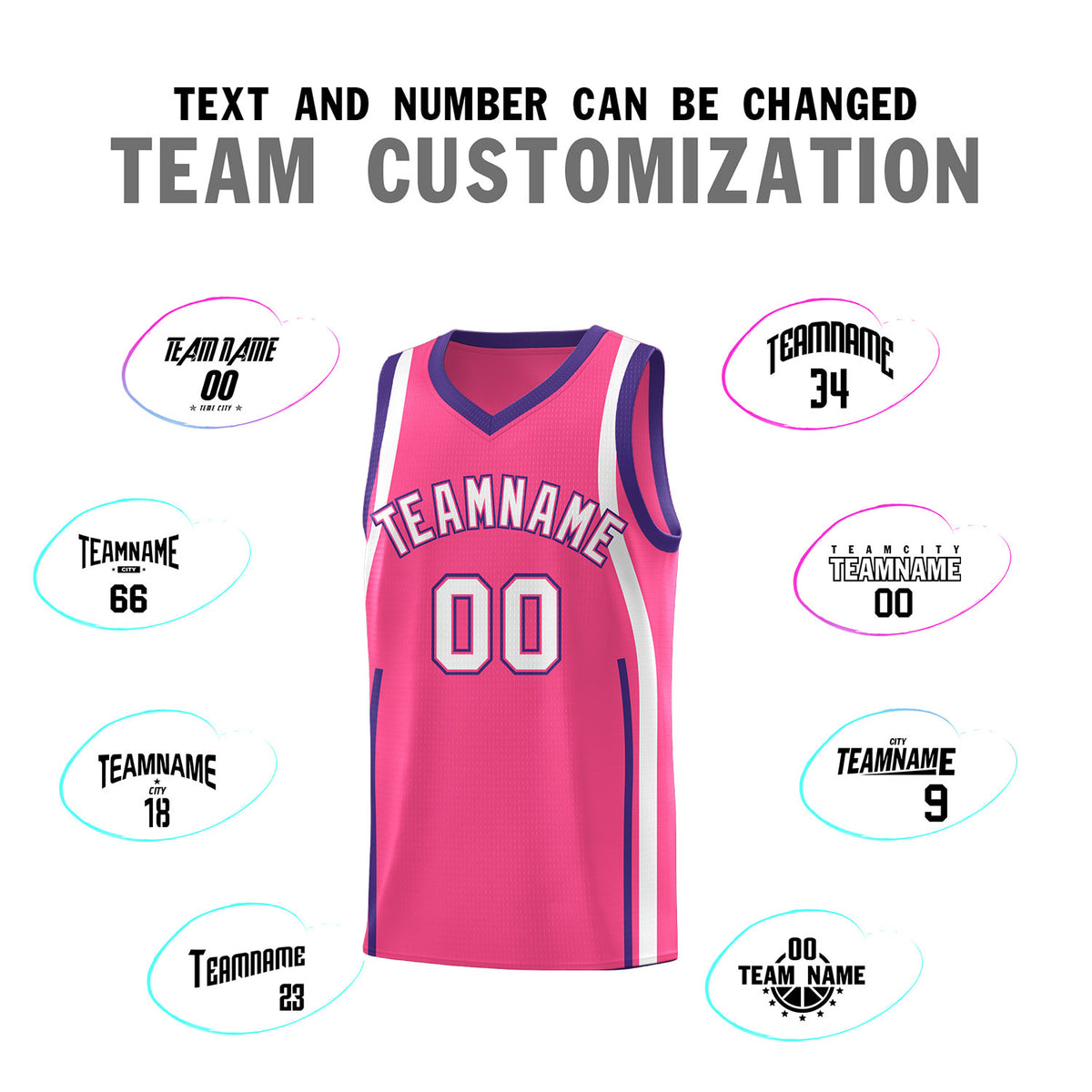 Custom Pink Purple-White Ribbon Pattern Basketball Kits
