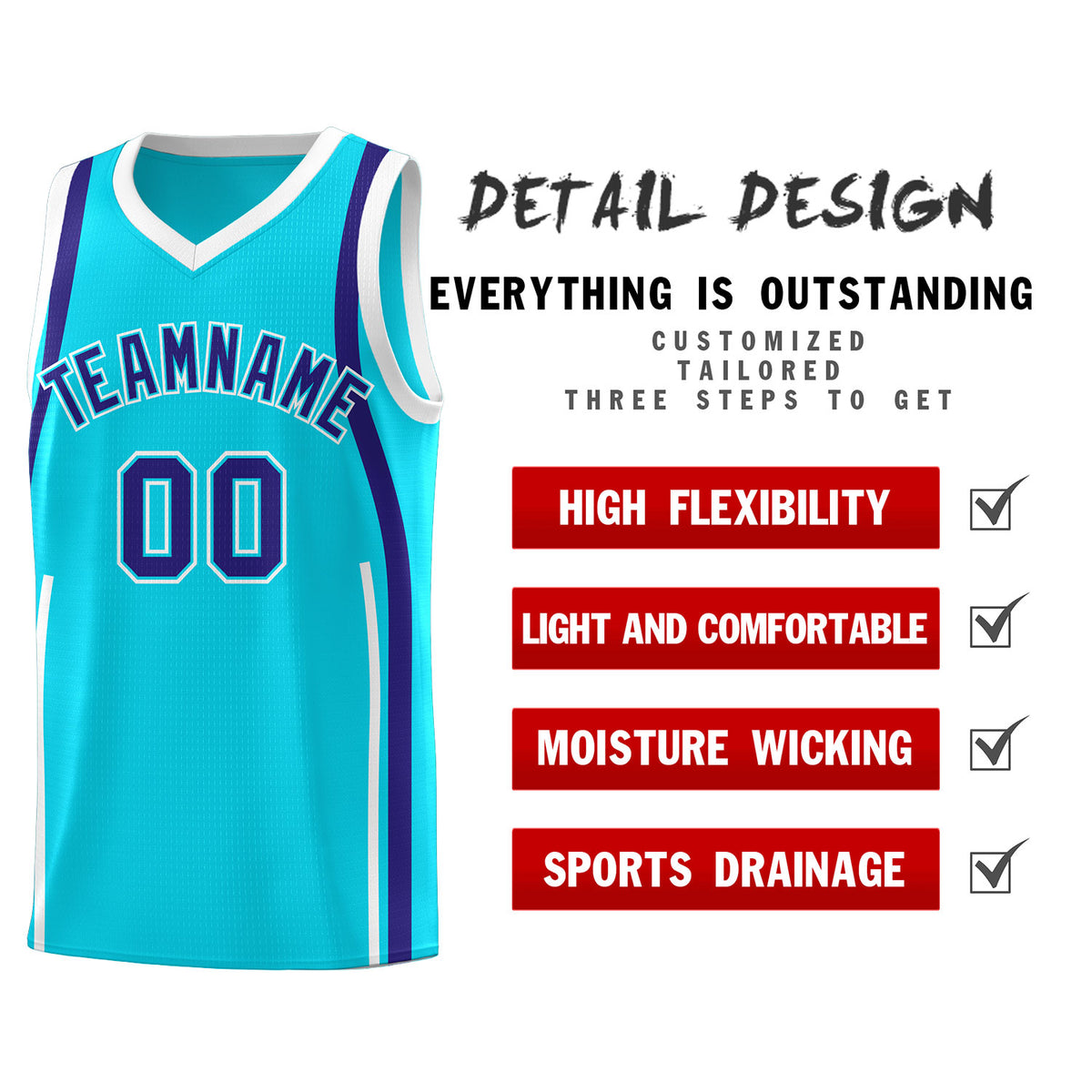 Custom Sky Blue Royal-White Ribbon Pattern Basketball Kits