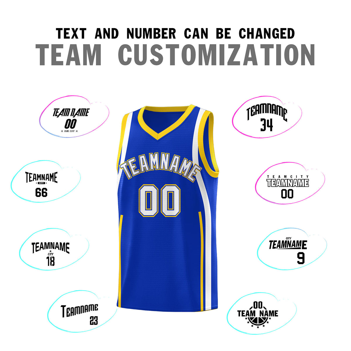 Custom Royal Gold-White Ribbon Pattern Basketball Kits