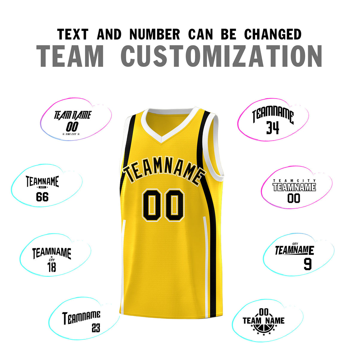 Custom Gold Black-White Ribbon Pattern Basketball Kits