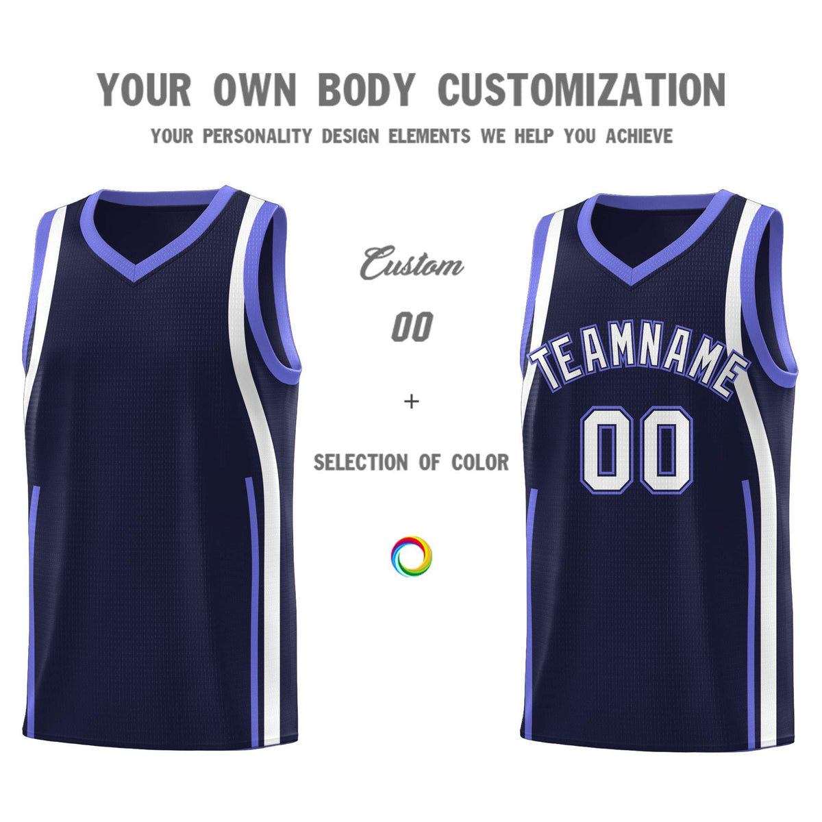 Custom Navy Purple-White Ribbon Pattern Basketball Kits