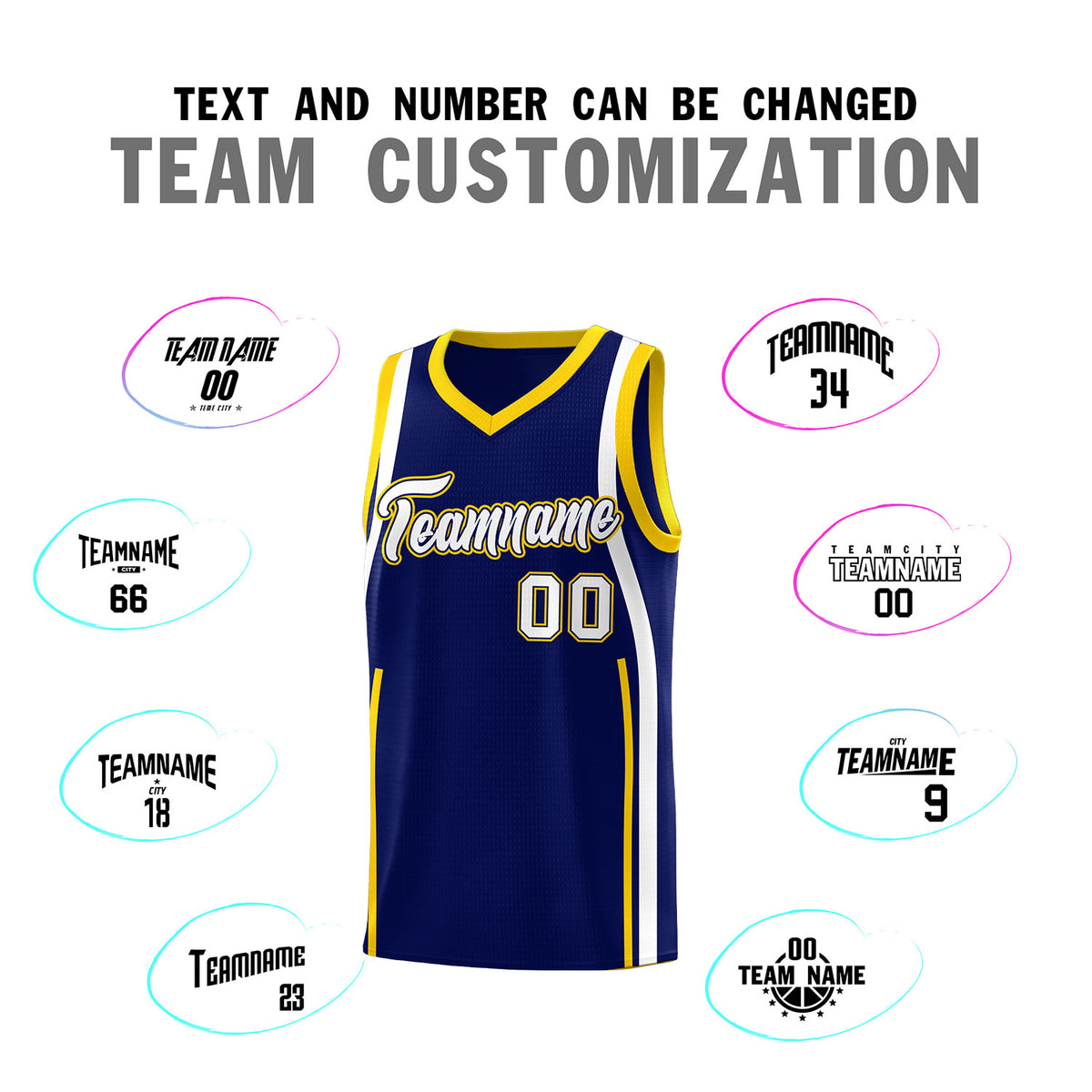 Custom Navy Gold-White Ribbon Pattern Basketball Kits