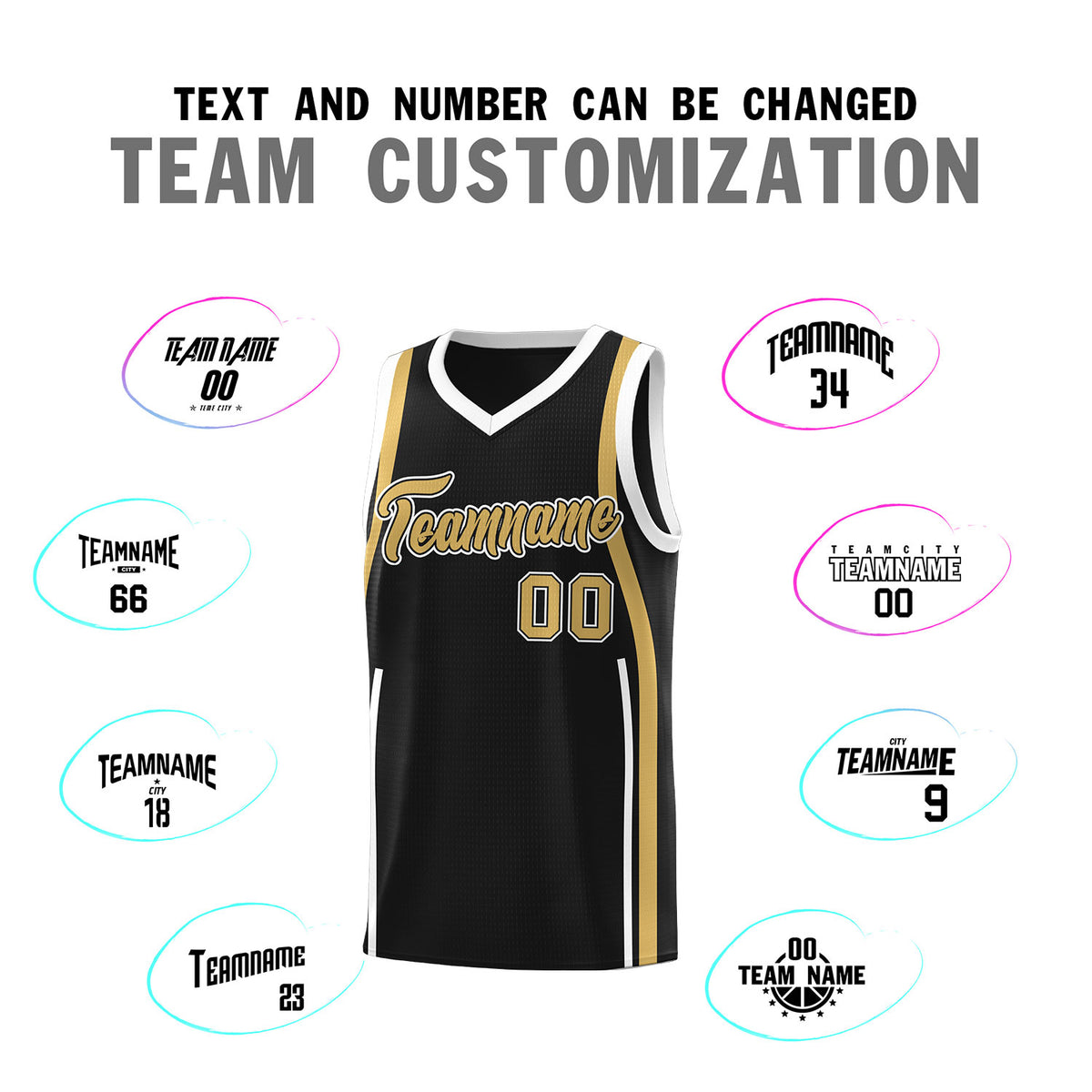 Custom Black Old Gold-White Ribbon Pattern Basketball Kits