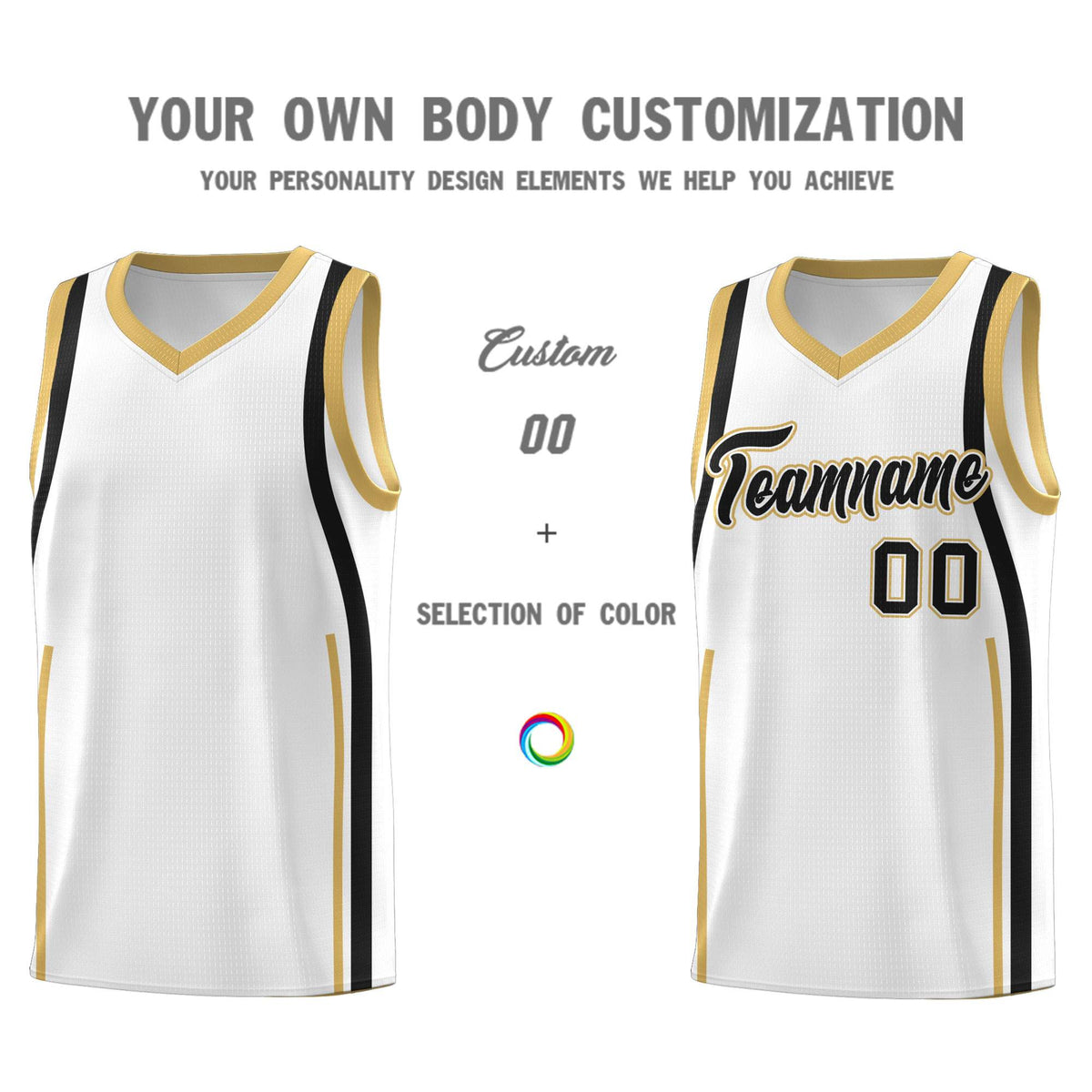 Custom White Black-White Ribbon Pattern Basketball Kits