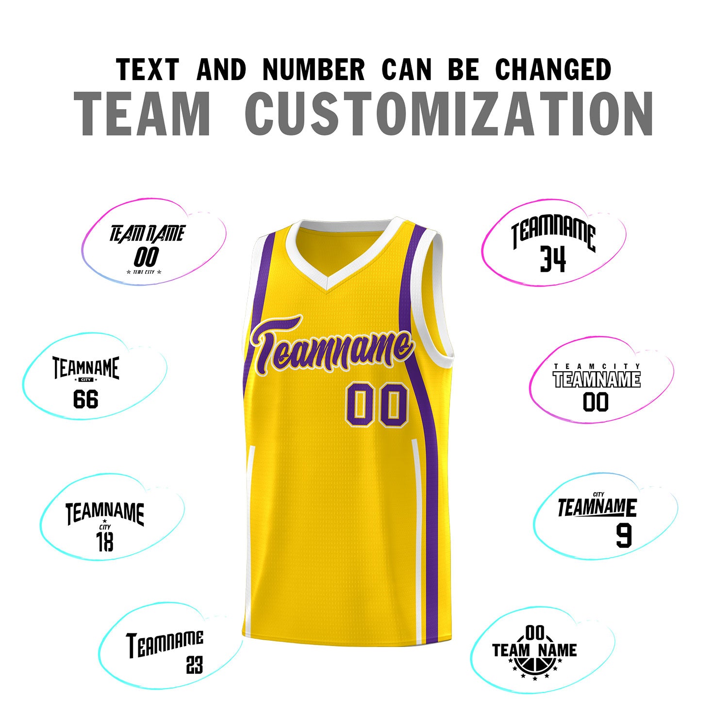 Custom Gold Purple-White Ribbon Pattern Basketball Kits