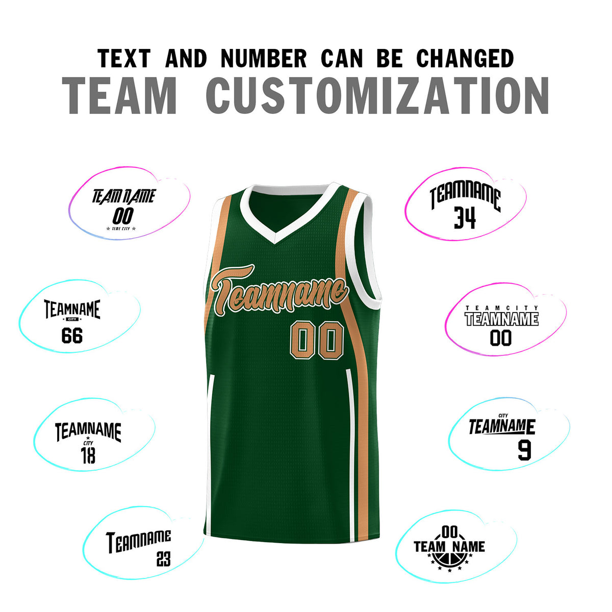 Custom Green Buckskin Brown-White Ribbon Pattern Basketball Kits