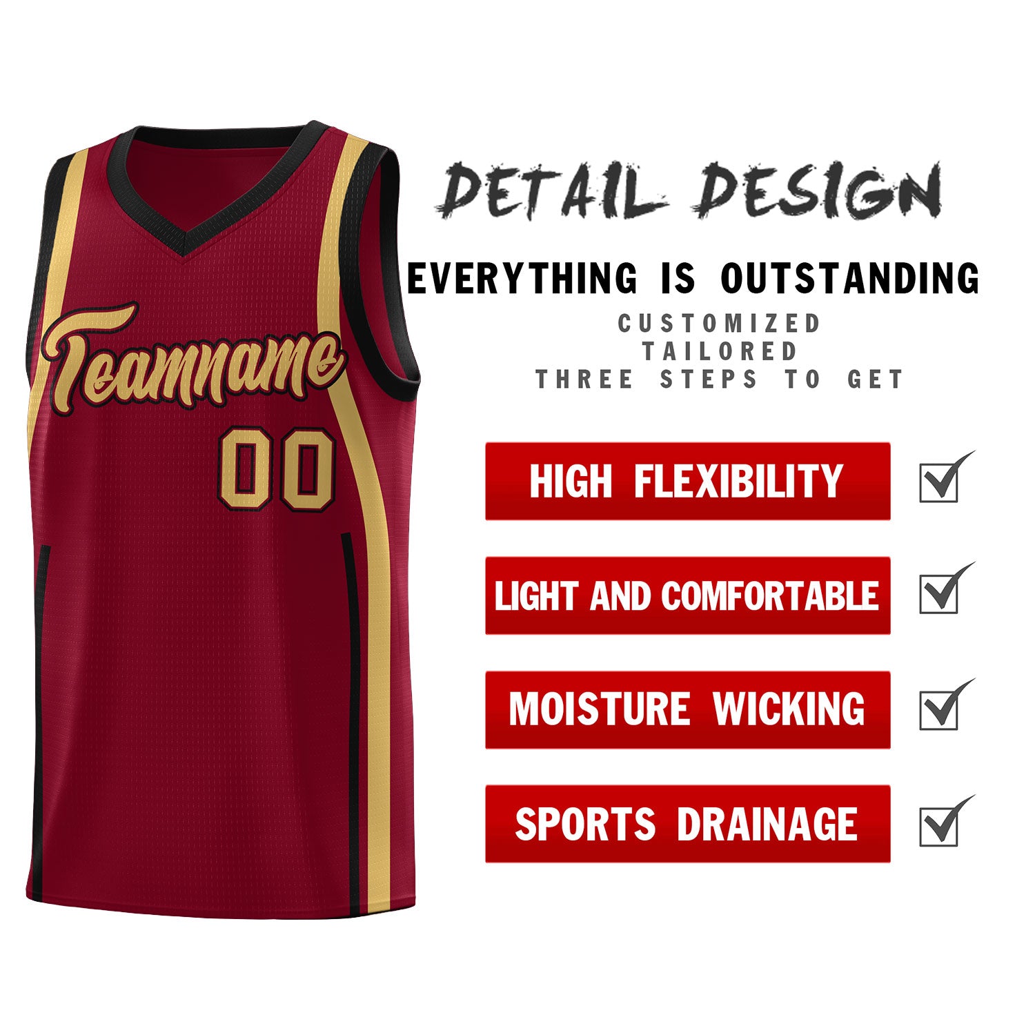 Custom Crimson Old Gold-Black Ribbon Pattern Basketball Kits