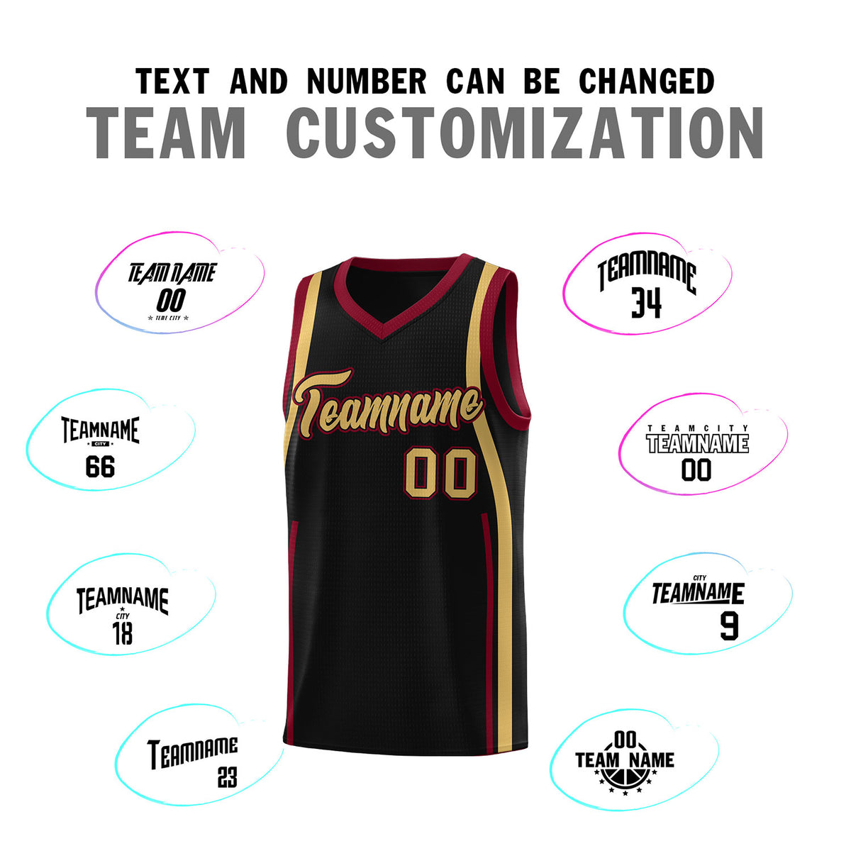 Custom Black Crimson-Old Gold Ribbon Pattern Basketball Kits