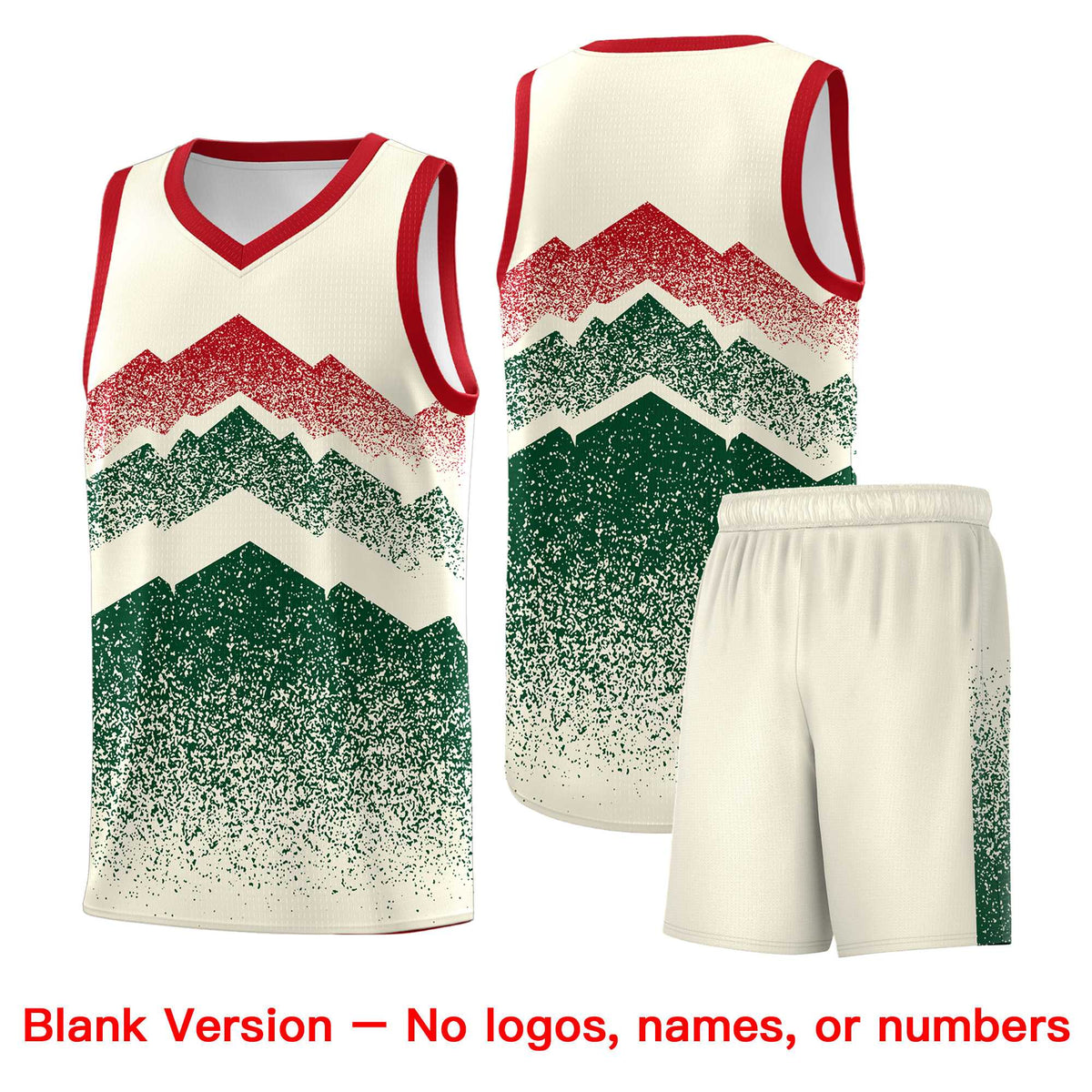 Personalized Youth Basketball Jerseys   Cream Green Gradient Mountain Design Uniforms