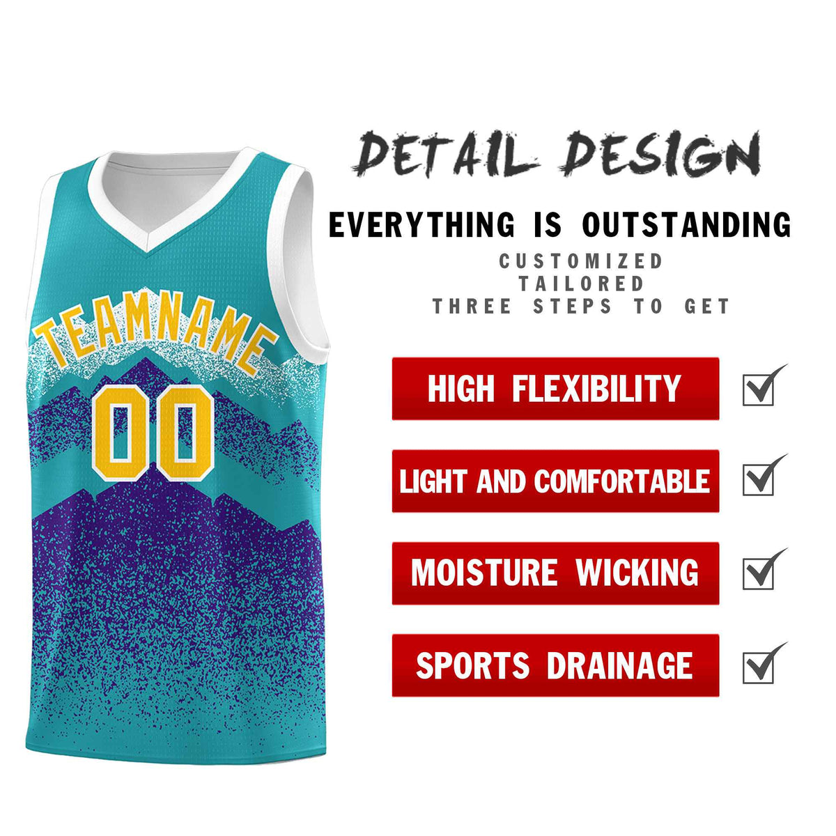 Personalized Youth Basketball Jerseys   Aqua Purple Gradient Mountain Design Uniforms