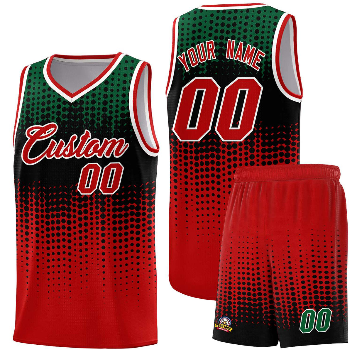 Custom Red Gradient Dots Design Pattern Sports Uniform Basketball Jersey