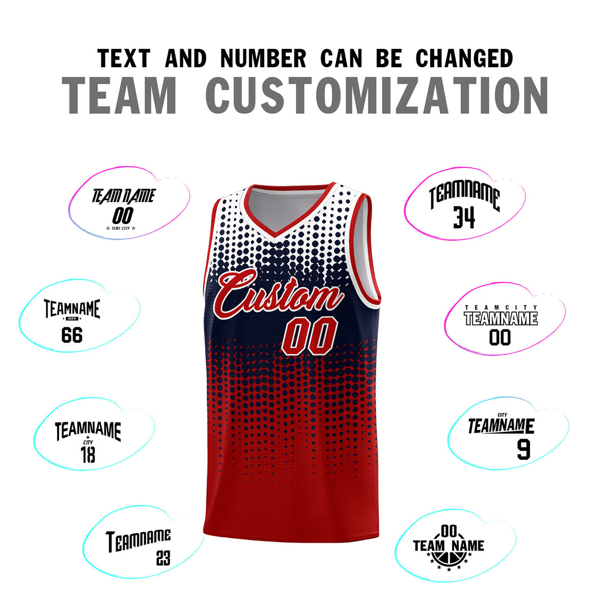 Custom Red Gradient Dots Design Pattern Sports Uniform Basketball Jersey