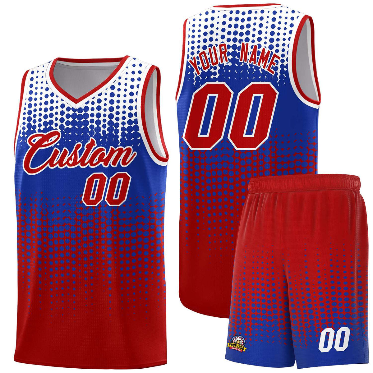 Custom Red Gradient Dots Design Pattern Sports Uniform Basketball Jersey