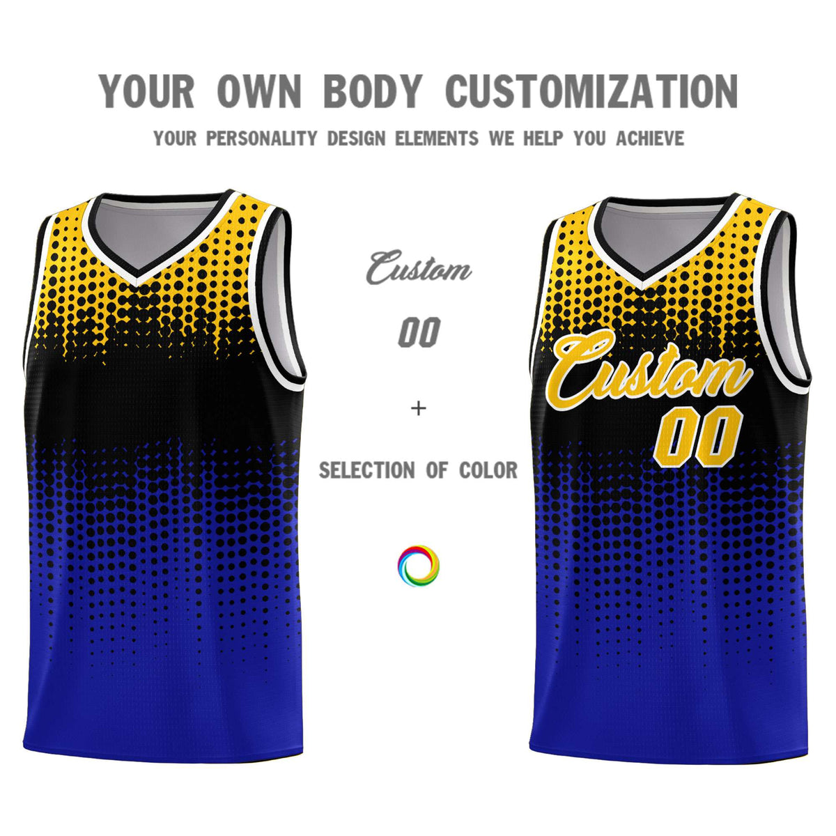 Custom Royal Gradient Dots Design Pattern Sports Uniform Basketball Jersey