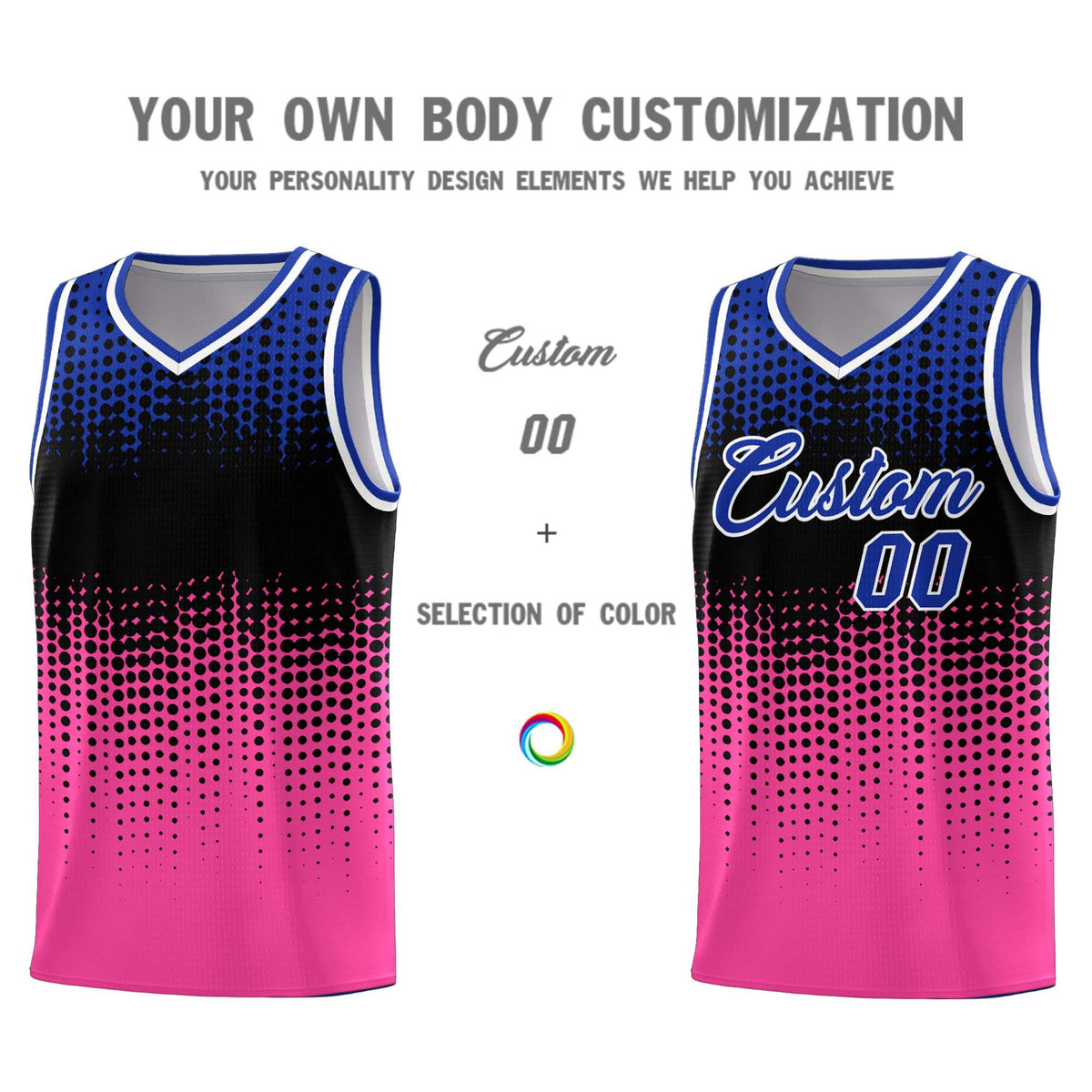 Custom Pink Gradient Dots Design Pattern Sports Uniform Basketball Jersey