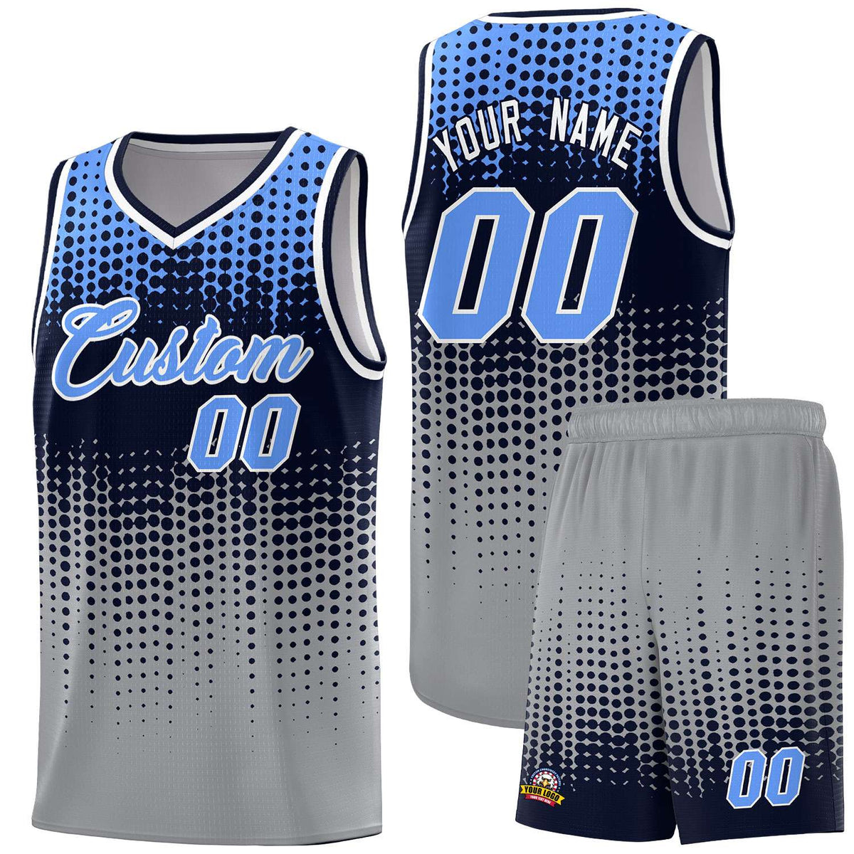 Custom Gray Gradient Dots Design Pattern Sports Uniform Basketball Jersey