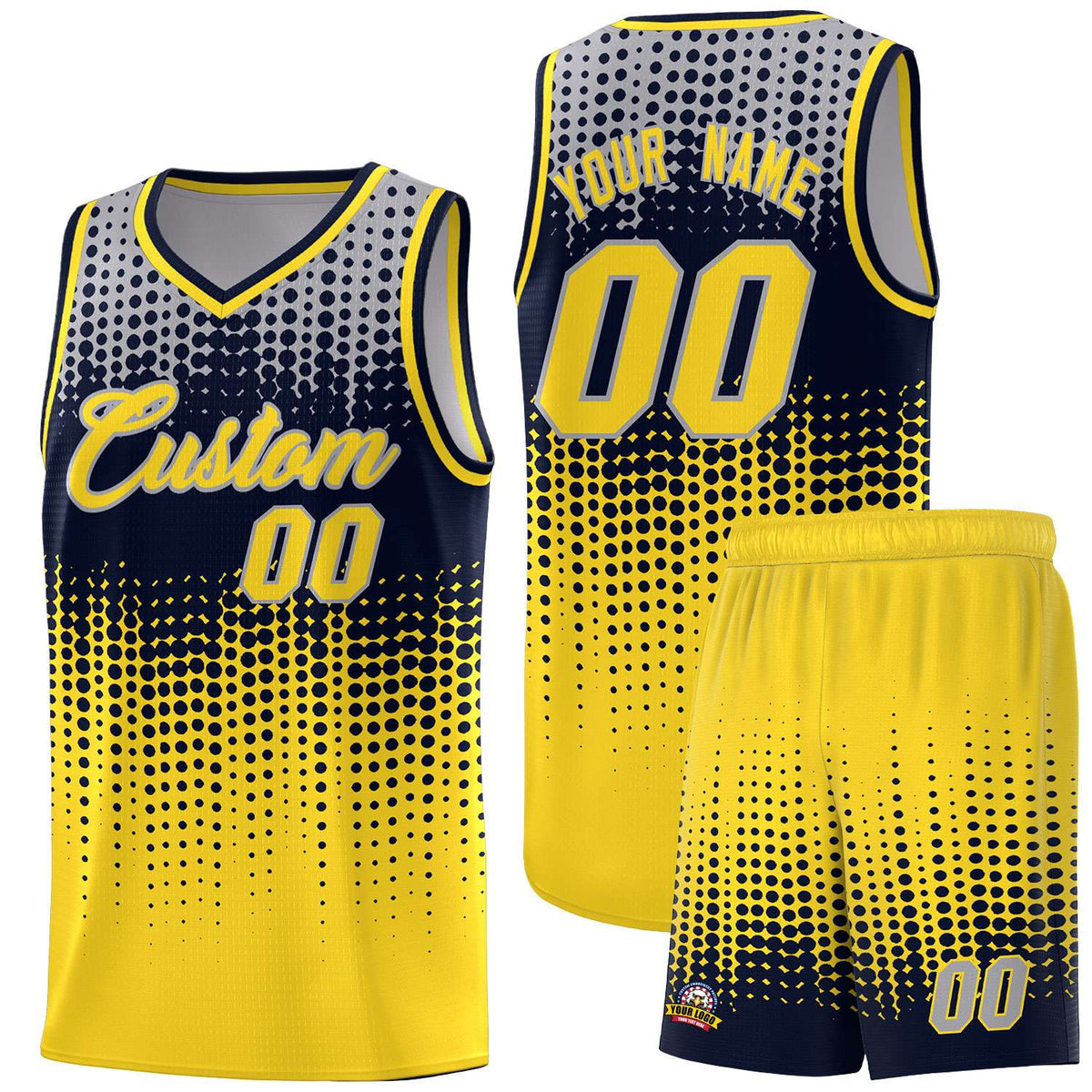 Custom Gold Gradient Dots Design Pattern Sports Uniform Basketball Jersey