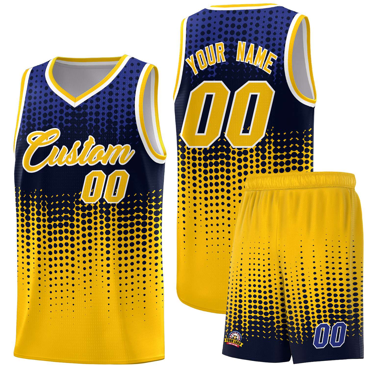 Custom Yellow Gradient Dots Design Pattern Sports Uniform Basketball Jersey