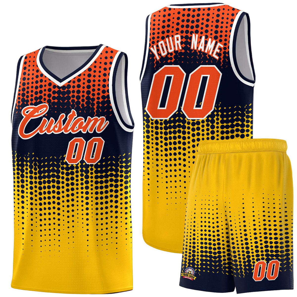 Custom Yellow Gradient Dots Design Pattern Sports Uniform Basketball Jersey