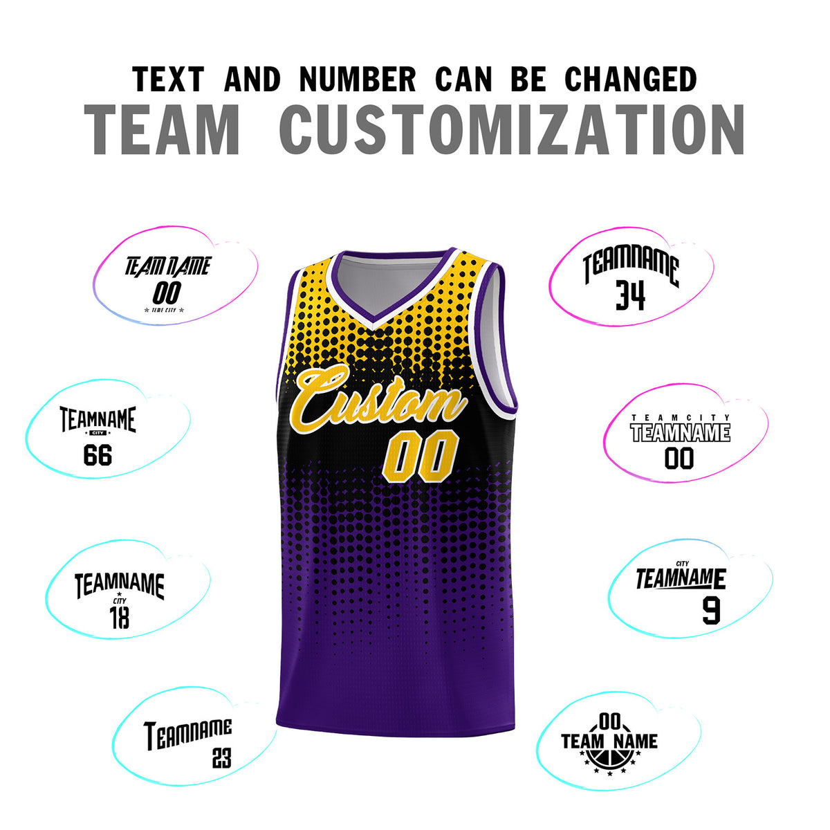 Custom Purple Gradient Dots Design Pattern Sports Uniform Basketball Jersey