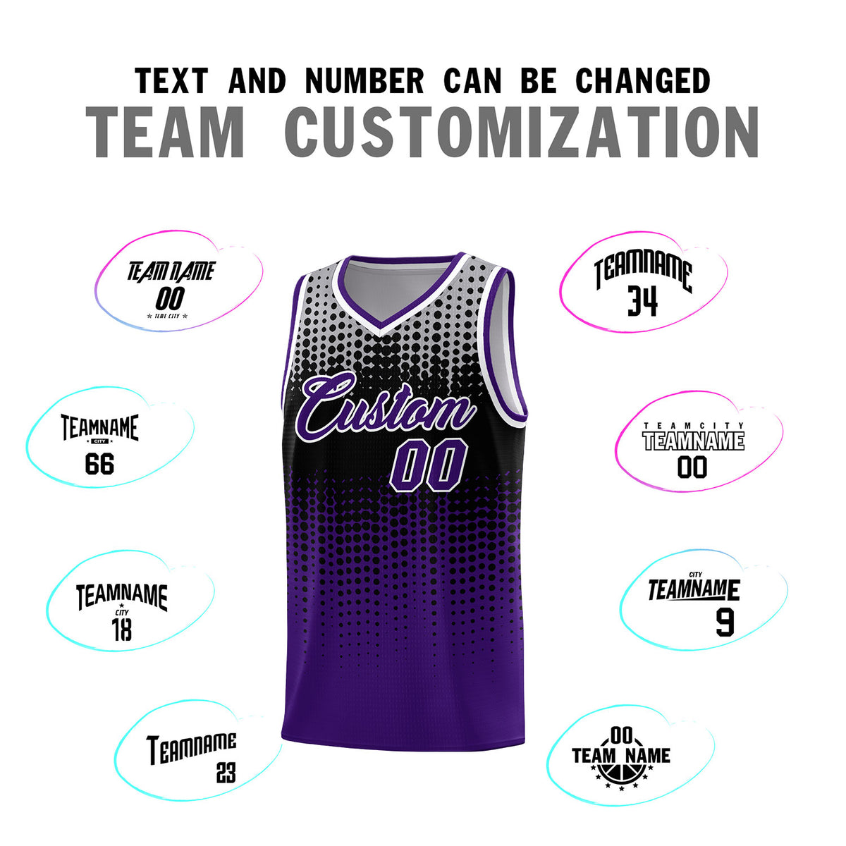 Custom Purple Gradient Dots Design Pattern Sports Uniform Basketball Jersey