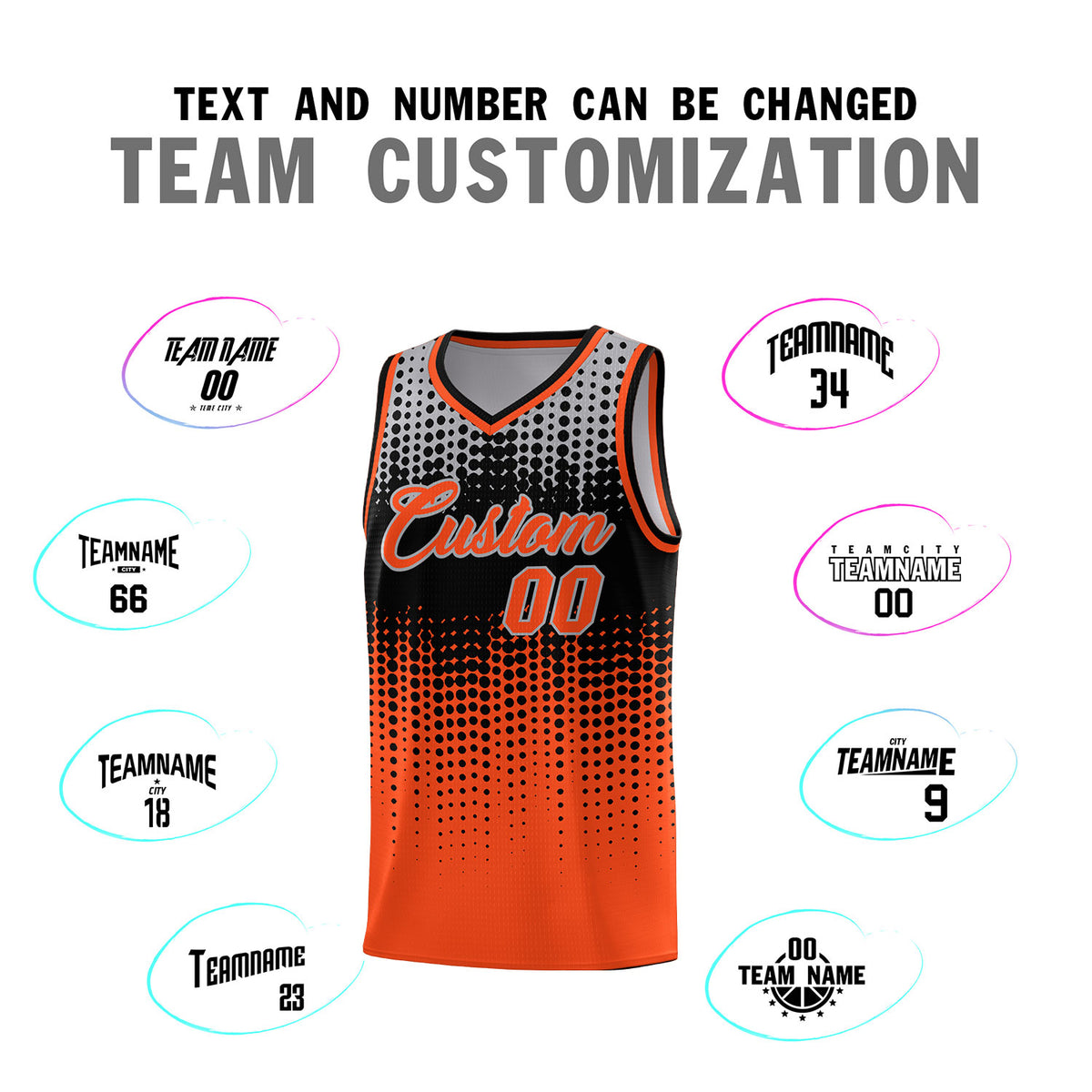Custom Orange Gradient Dots Design Pattern Sports Uniform Basketball Jersey