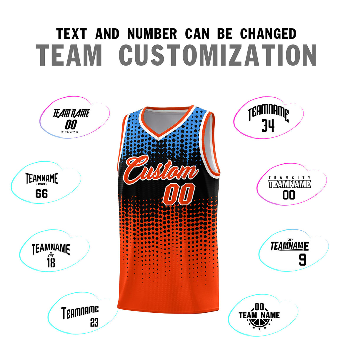 Custom Orange Gradient Dots Design Pattern Sports Uniform Basketball Jersey