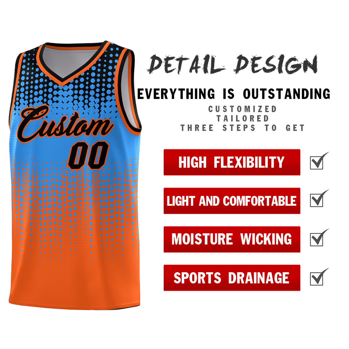 Custom Orange Gradient Dots Design Pattern Sports Uniform Basketball Jersey
