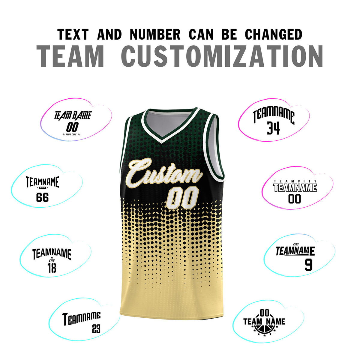 Custom Khaki Gradient Dots Design Pattern Sports Uniform Basketball Jersey