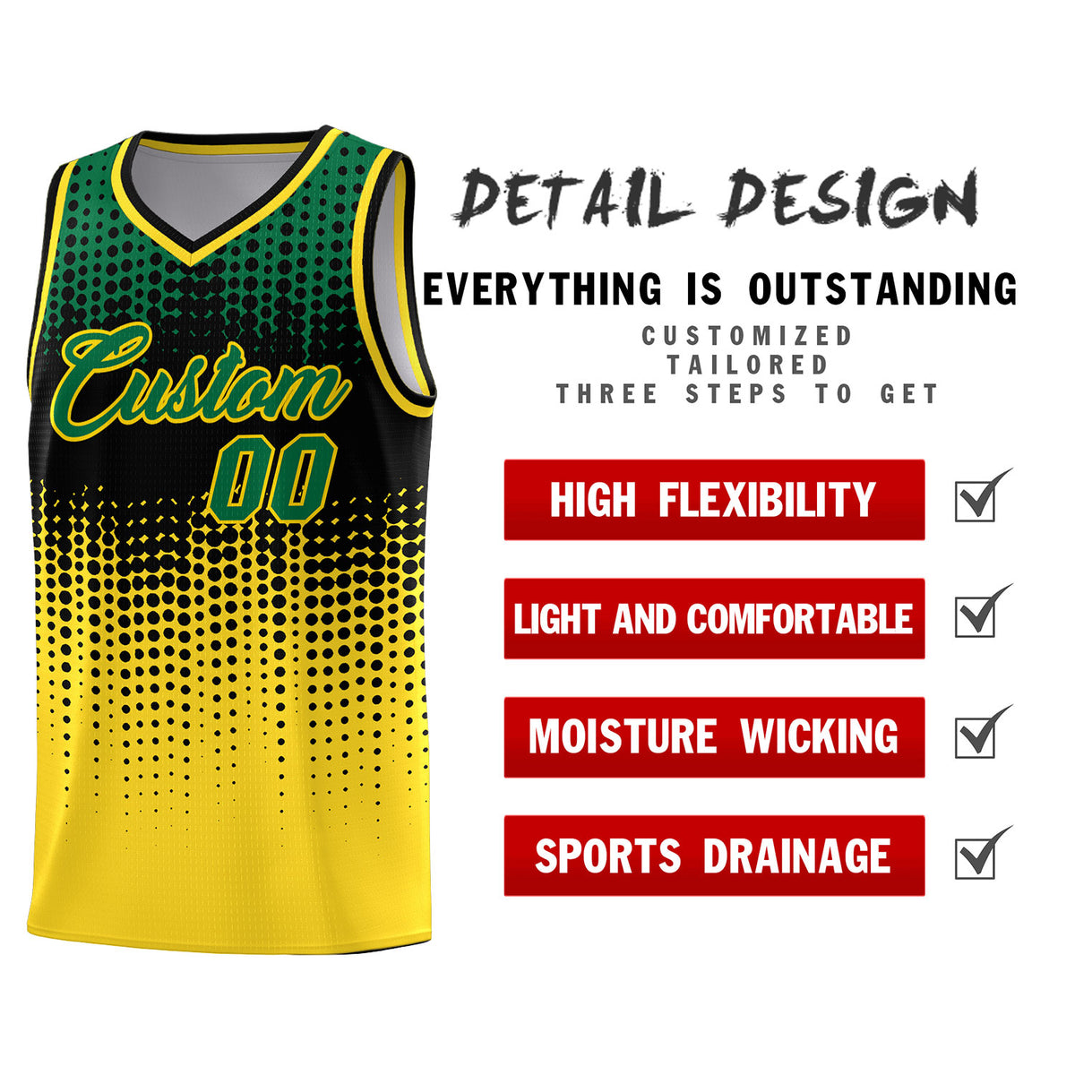 Custom Gold Gradient Dots Design Pattern Sports Uniform Basketball Jersey