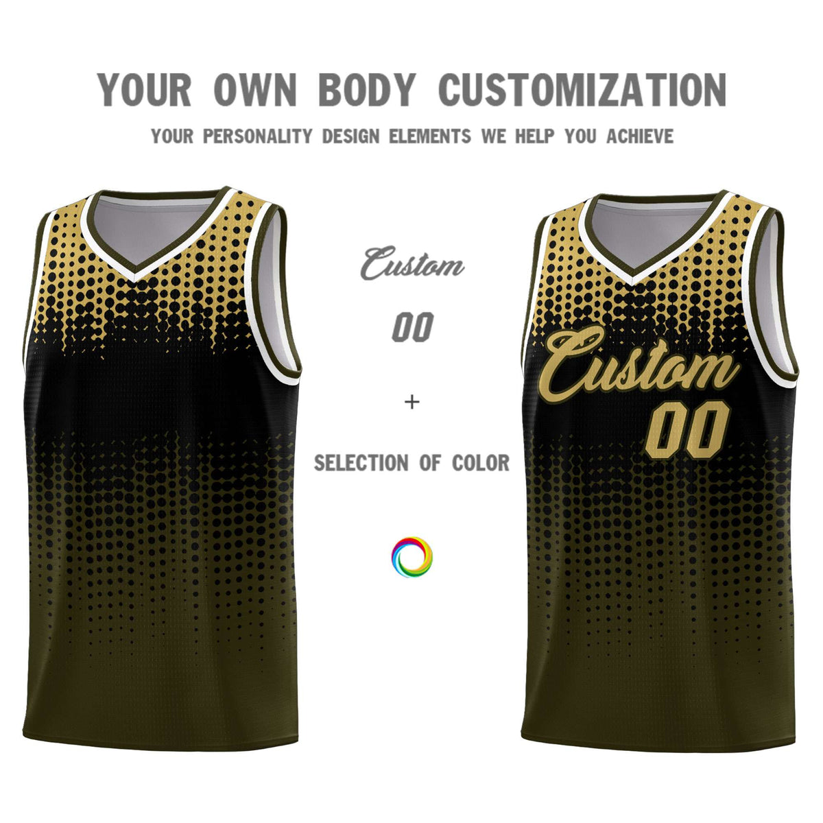 Custom Olive Gradient Dots Design Pattern Sports Uniform Basketball Jersey