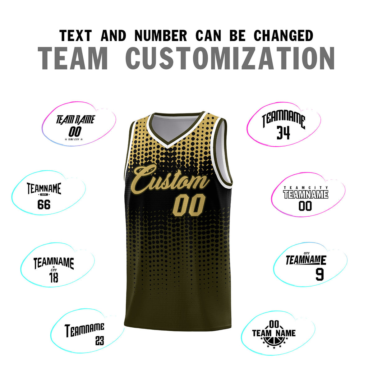Custom Olive Gradient Dots Design Pattern Sports Uniform Basketball Jersey
