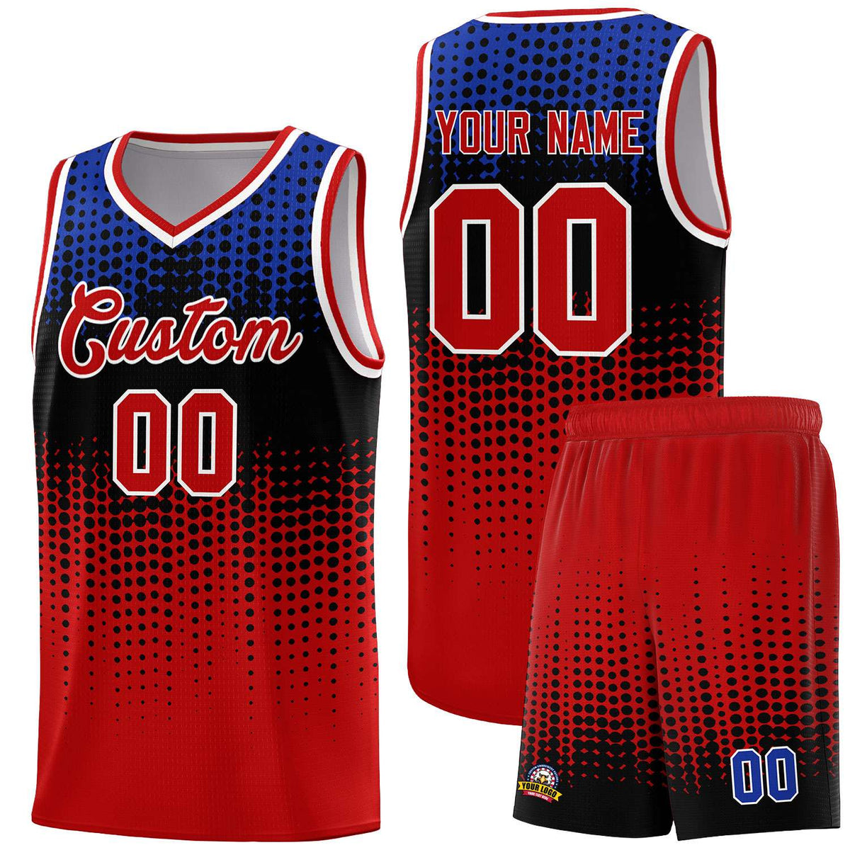 Custom Red Gradient Dots Design Pattern Sports Uniform Basketball Jersey