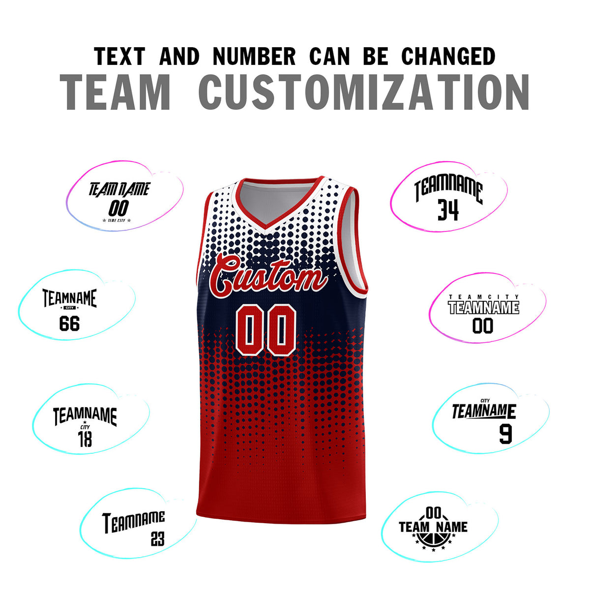 Custom Red Gradient Dots Design Pattern Sports Uniform Basketball Jersey