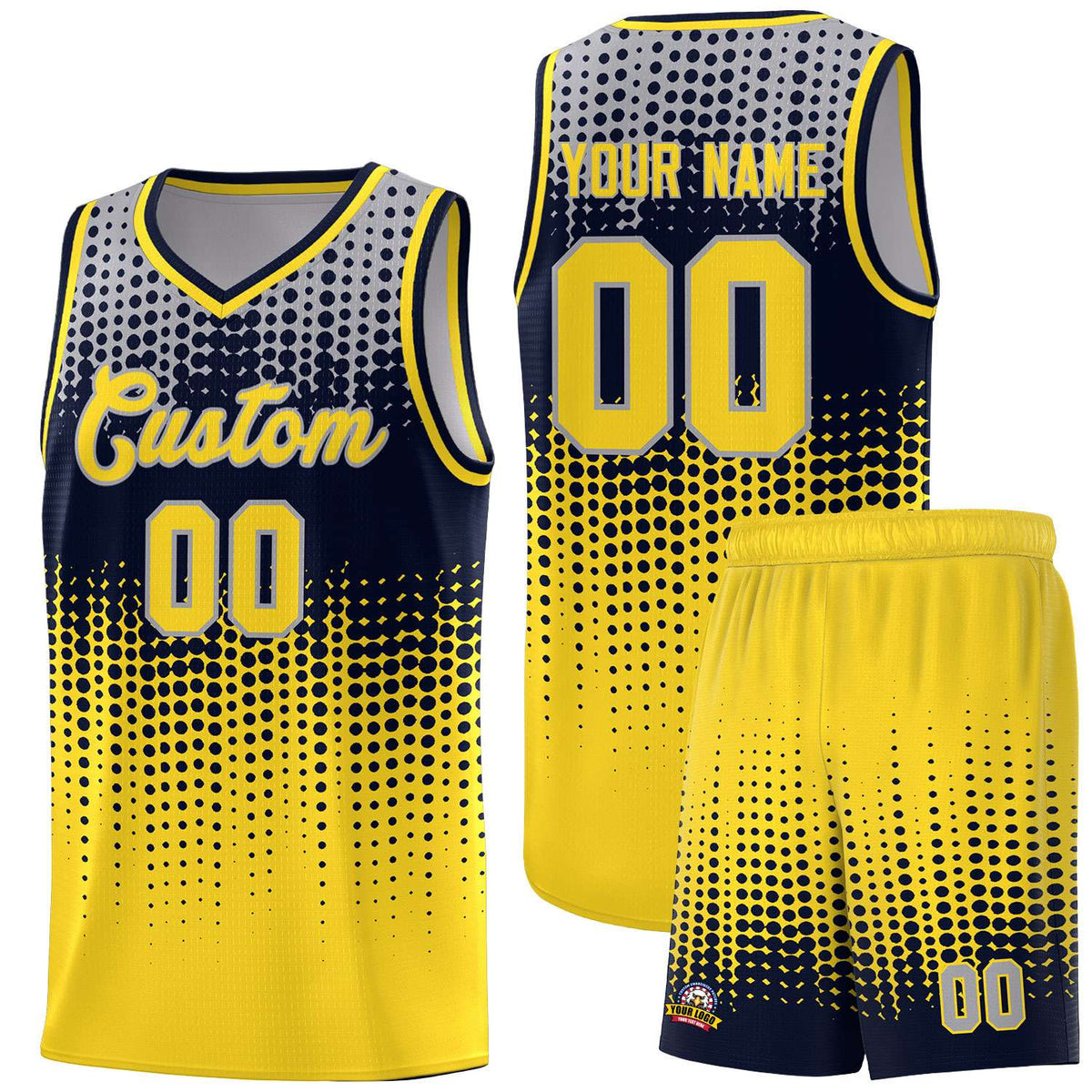 Custom Gold Gradient Dots Design Pattern Sports Uniform Basketball Jersey