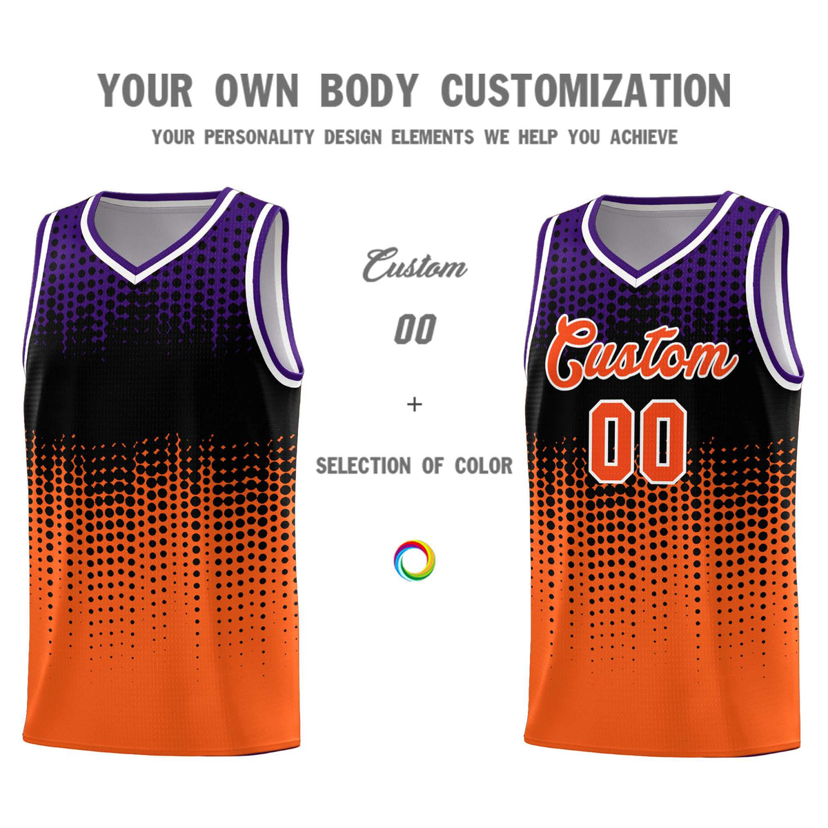 Custom Orange Gradient Dots Design Pattern Sports Uniform Basketball Jersey